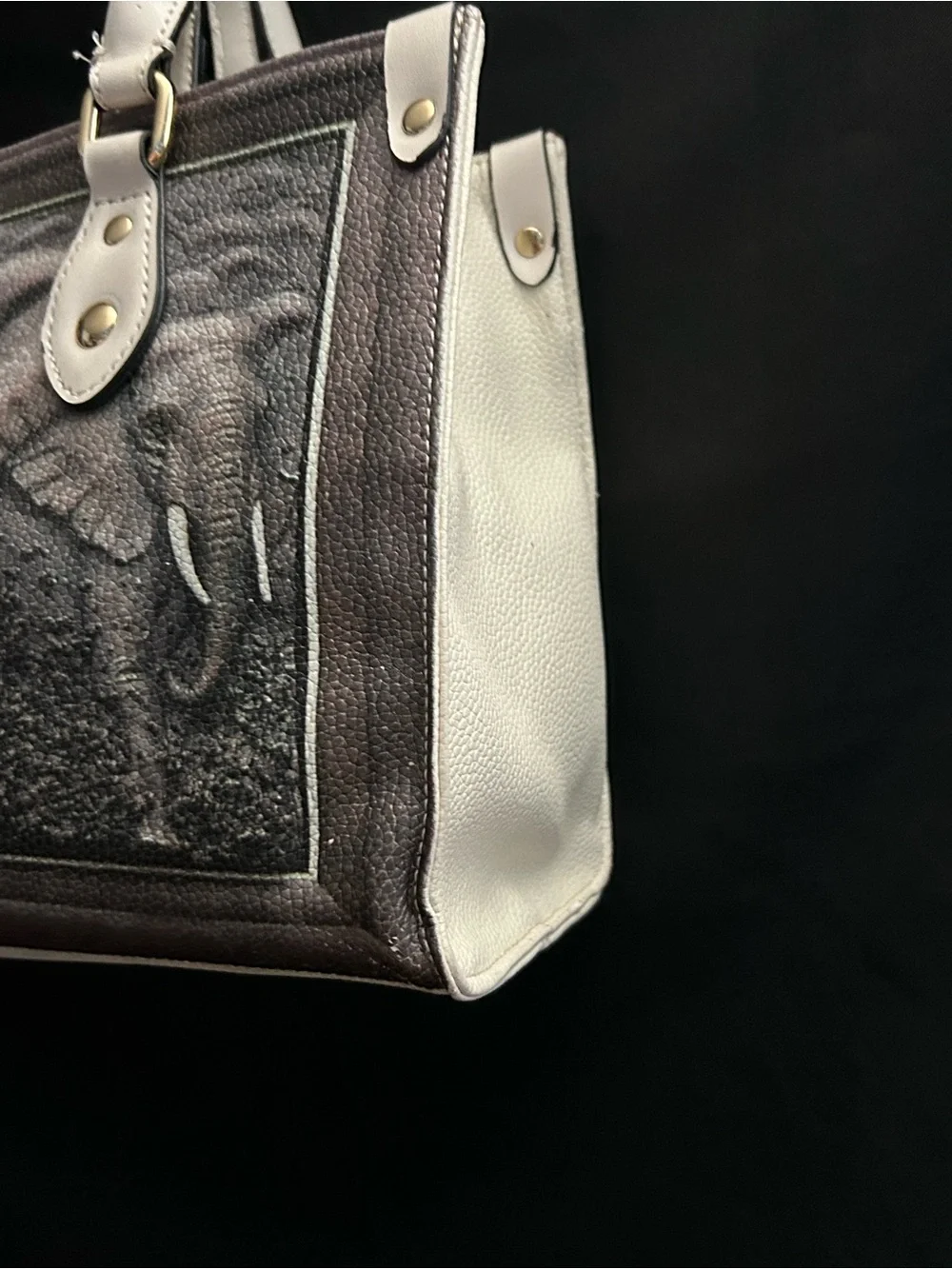 BFlairs Women’s Handbag with Elephant Print Gray & Cream